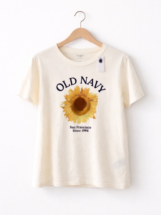 Old Navy Tops - Old Navy Sunflower Graphic Tee Large Cream Yellow Floral San Francisco 1994